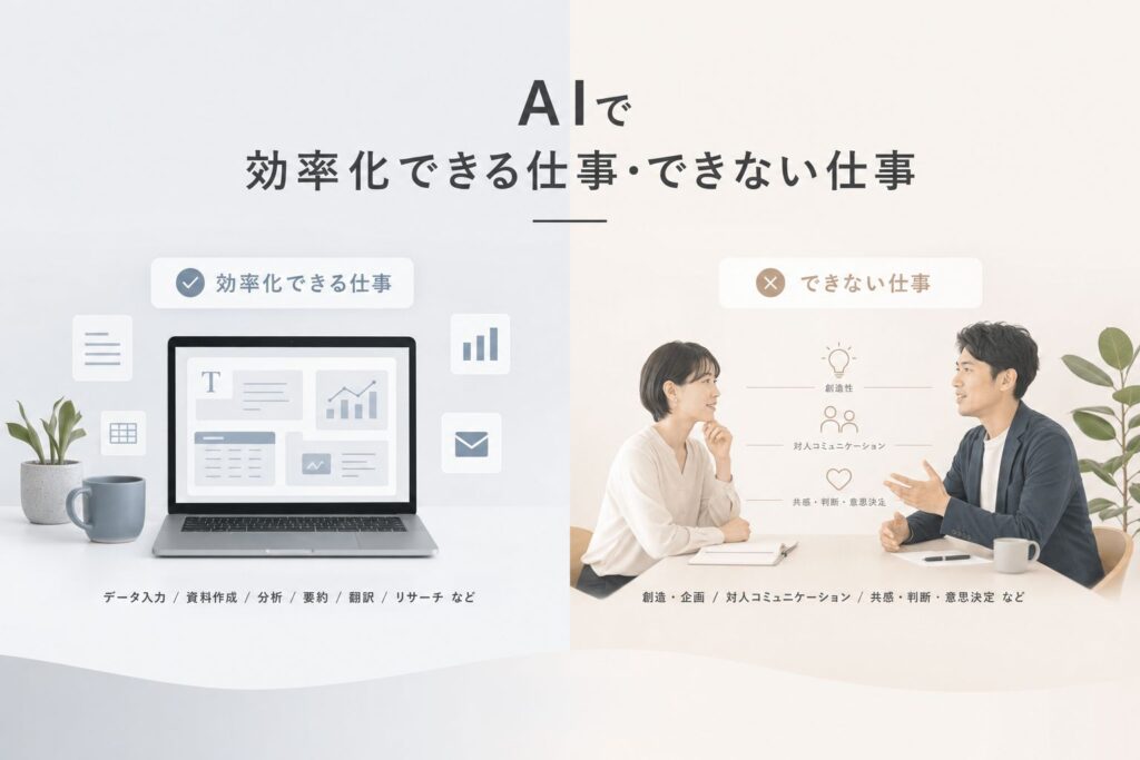 生成AIで効率化できる仕事・できない仕事【業務別にやさしく解説】